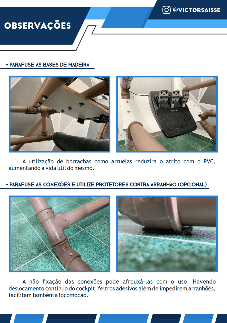 Guide preview: notes page on screwing down the wooden bases and fittings, with close-up photos